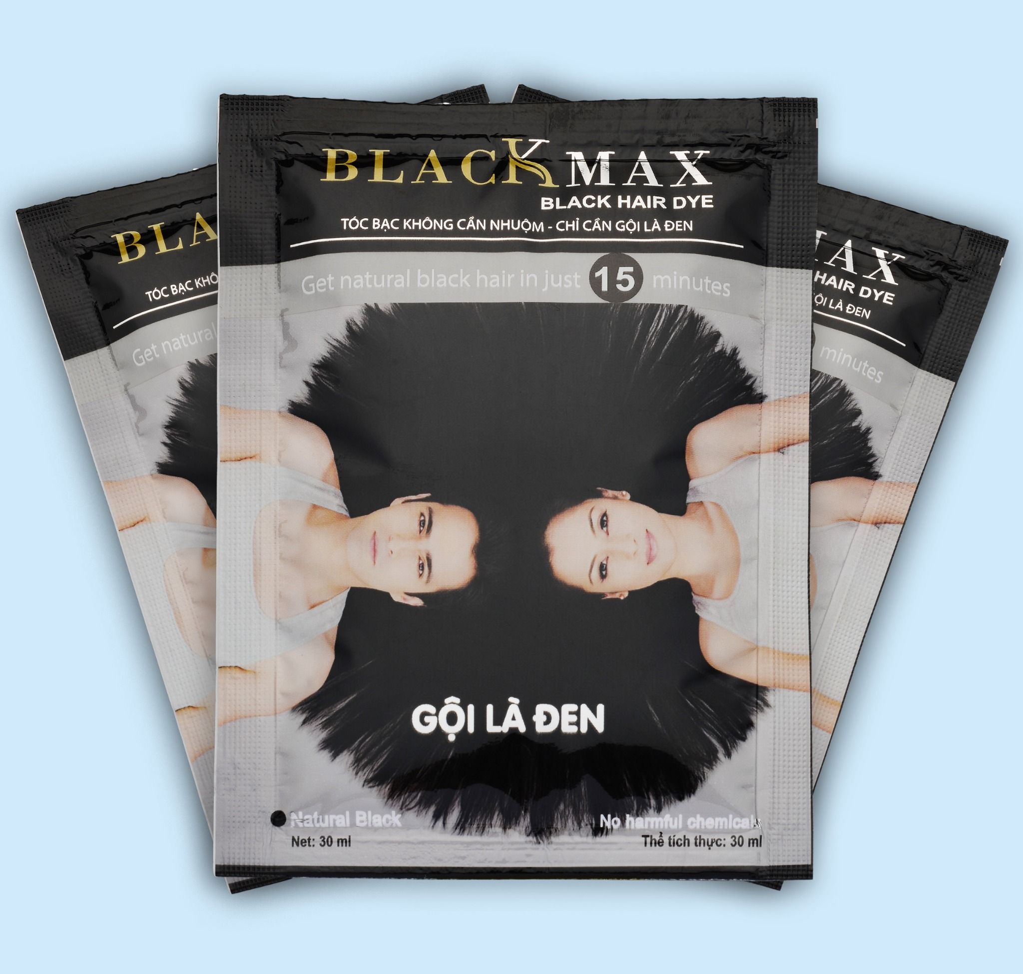 DẦU GỘI LÀ ĐEN BLACK MAX - HỘP 3 GÓI