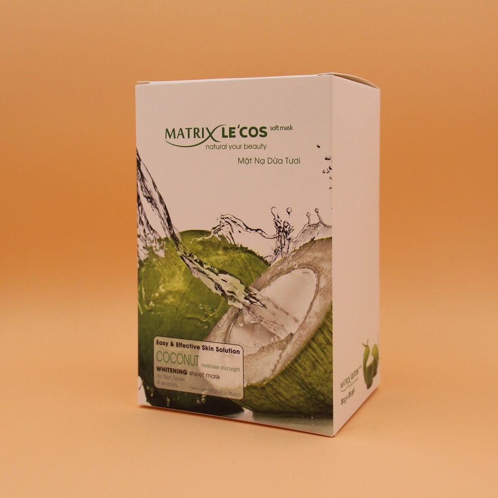 Mặt nạ DỪA TƯƠI Matrix Lecos - Hộp 20 gói