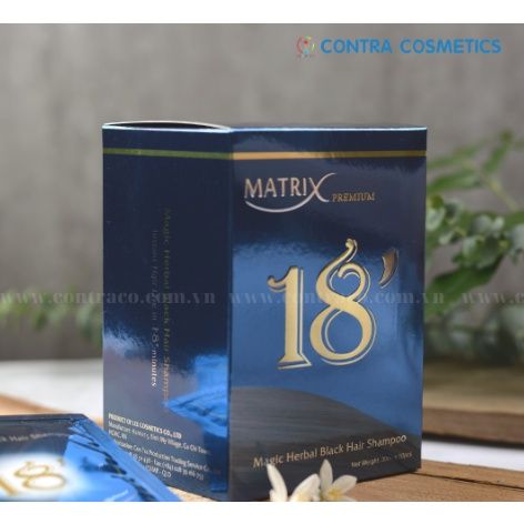 Dầu gội phủ bạc gội là Đen tóc Cao Cấp Matrix Premium 18 - Contra Cosmetics
