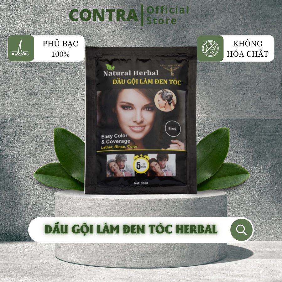 Dầu gội làm đen tóc Natural Herbal - Hộp 10 gói