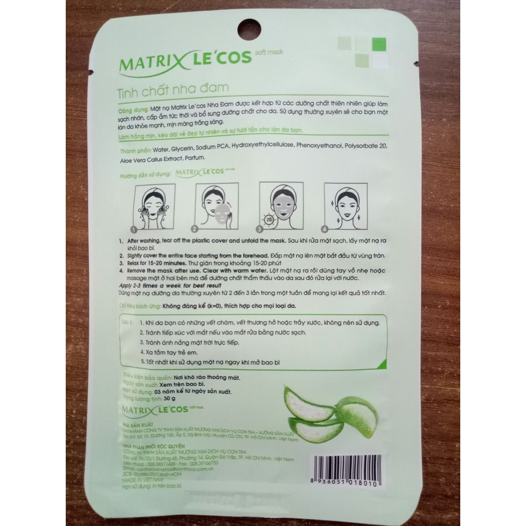 Mặt nạ NHA ĐAM Matrix Le'cos - Hộp 20 gói
