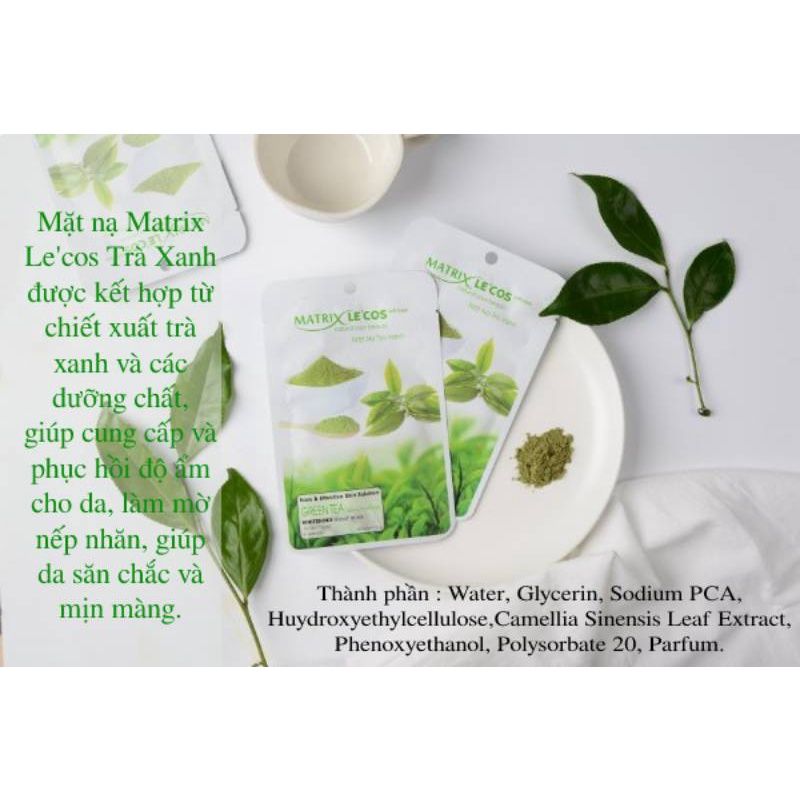 Mặt nạ TRÀ XANH Matrix Le'cos - Hộp 20 gói