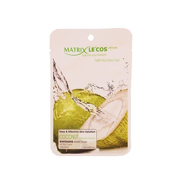 Mặt nạ DỪA TƯƠI Matrix Lecos - Hộp 20 gói