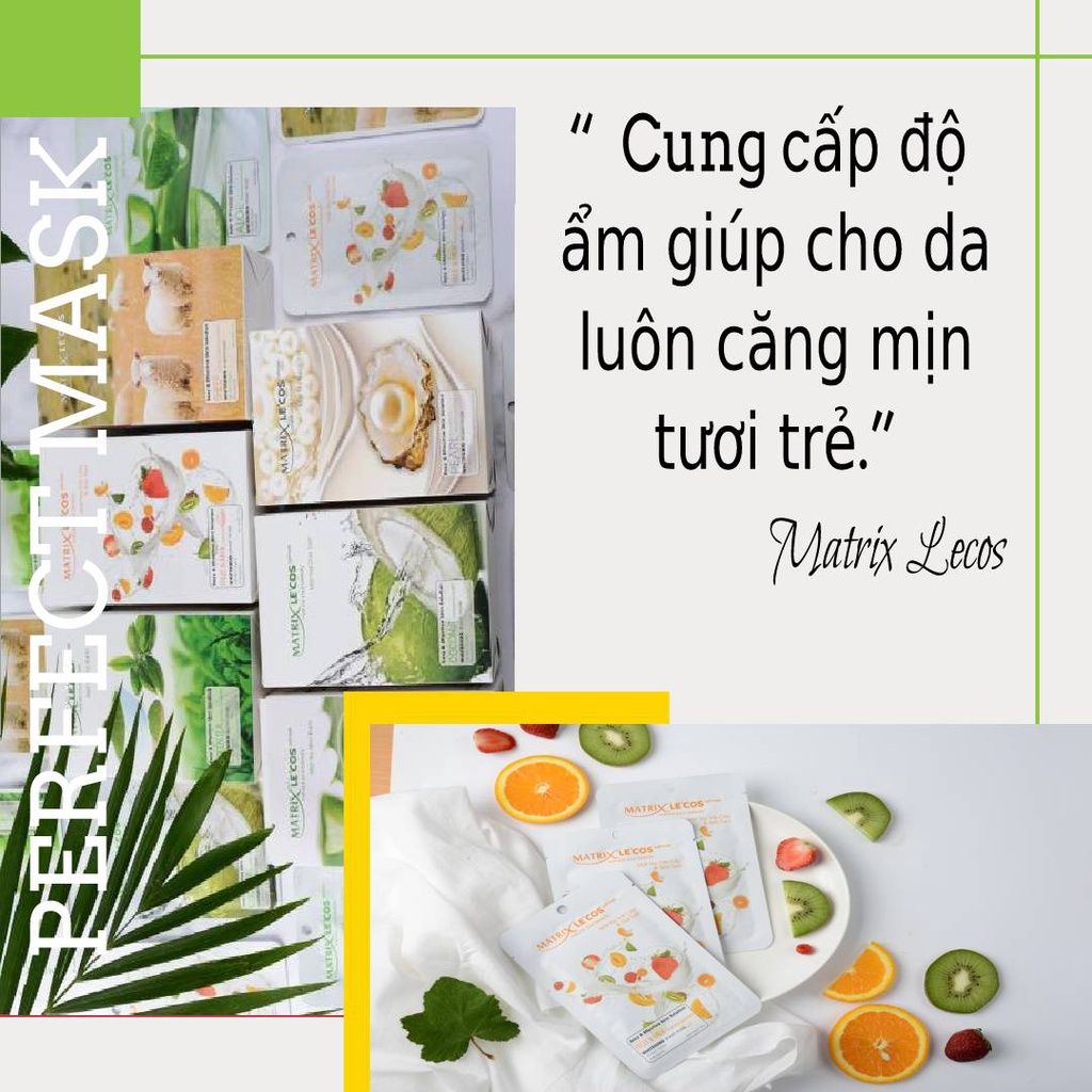 Combo mix 3 gói mặt nạ giấy dưỡng ẩm làm trắng da cao cấp Matrix Lecos - Contra Cosmetisc