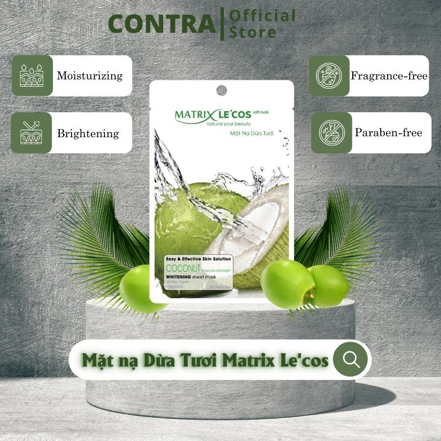 Mặt nạ Dừa tươi Matrix Lecos - Hộp 20 gói