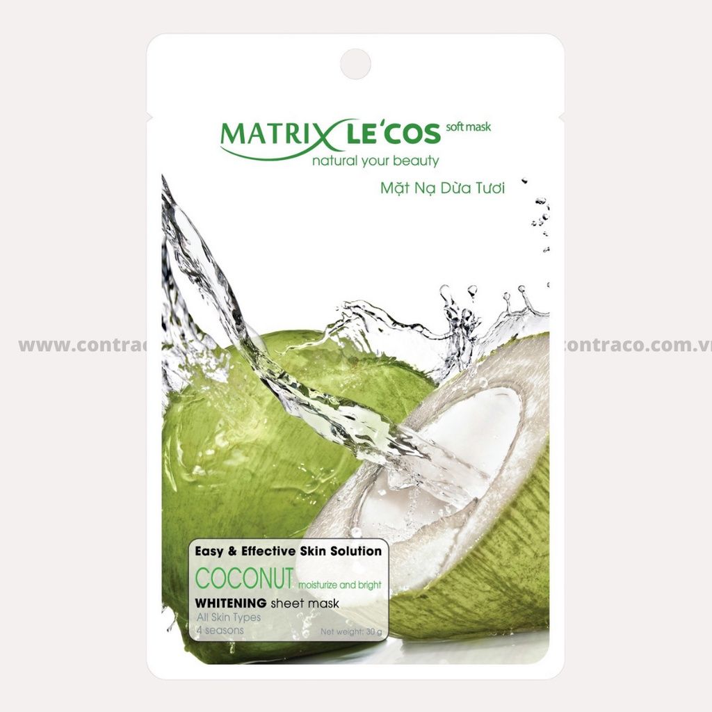Mặt nạ DỪA TƯƠI Matrix Lecos - Hộp 20 gói