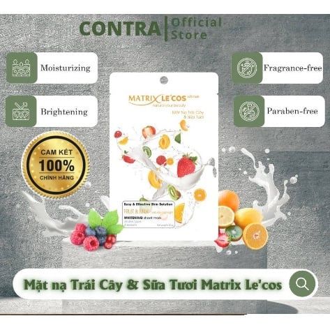 Combo mix 3 gói mặt nạ giấy dưỡng ẩm làm trắng da cao cấp Matrix Lecos - Contra Cosmetisc