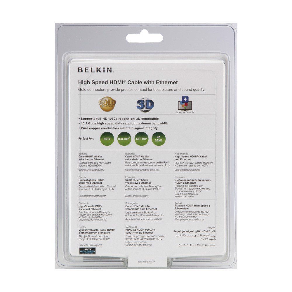 Cáp Belkin HDMI, hỗ trợ 4K, đầu mạ vàng, 5m