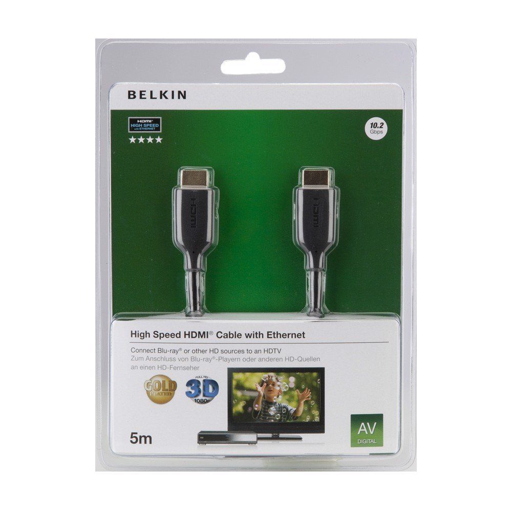 Cáp Belkin HDMI, hỗ trợ 4K, đầu mạ vàng, 5m