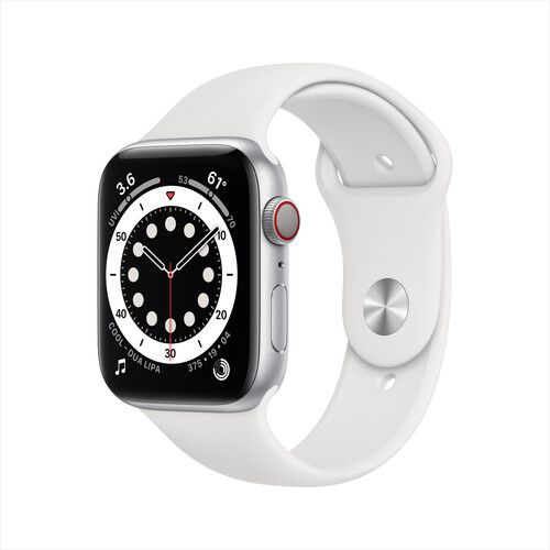 Apple Watch Series 6 GPS + Cellular 44mm Stainless Steel, Sport Band