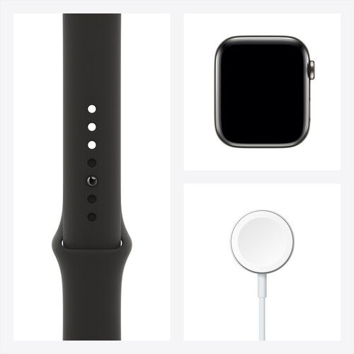 Apple Watch Series 6 GPS + Cellular 44mm Stainless Steel, Sport Band