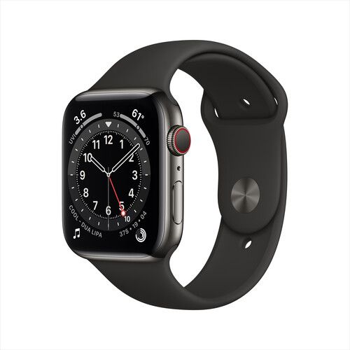 Apple Watch Series 6 GPS + Cellular 44mm Stainless Steel, Sport Band