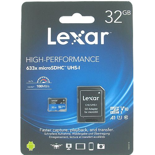Thẻ nhớ Lexar 633x High Performance 32GB Micro SD UHS-I (LSDMI32GBB633A) with Adapter