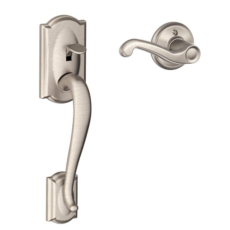 Schlage Camelot Trim Lower Half Front Entry Handleset with Flair Right Hand Lever, Satin Nickel