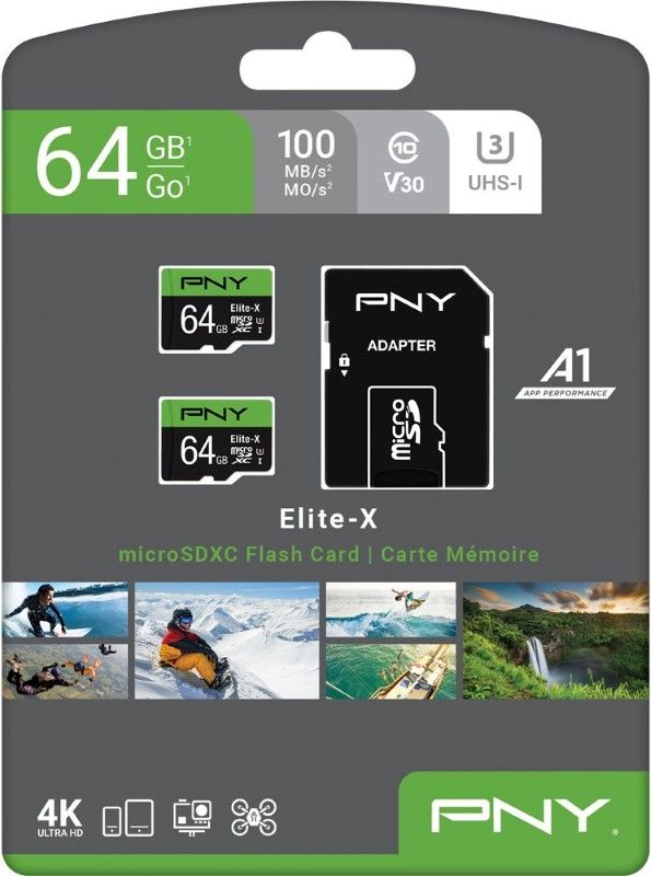 Thẻ nhớ PNY Elite-X Class 10 U3 V30 64GB microSDXC Card 2-Pack