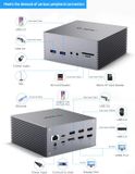  TOTU USB-C 4K@30Hz Triple Display Docking Station with Charging Support for MacBook Pro & Windows USB 3.1 Gen2 Type C Systems (2 HDMI,DP,7 USB Ports, 60W USB PD), MacOS only Support Mirror Mode 