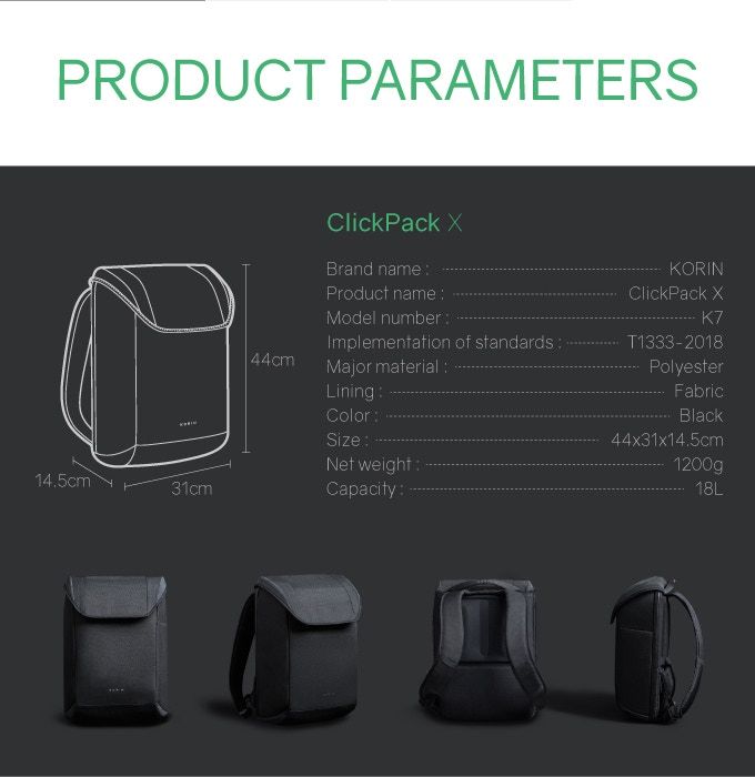 Korin Design ClickPack X - Balo chống trộm, chống nước
