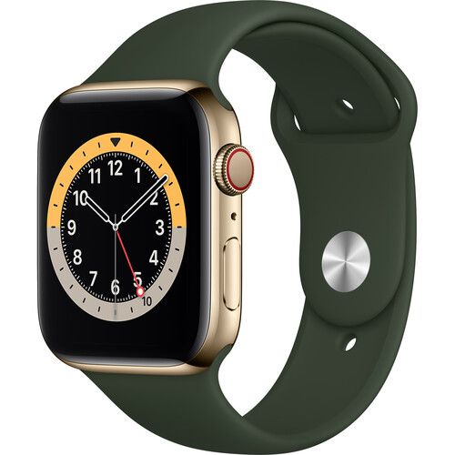 Apple Watch Series 6 GPS + Cellular 44mm Stainless Steel, Sport Band