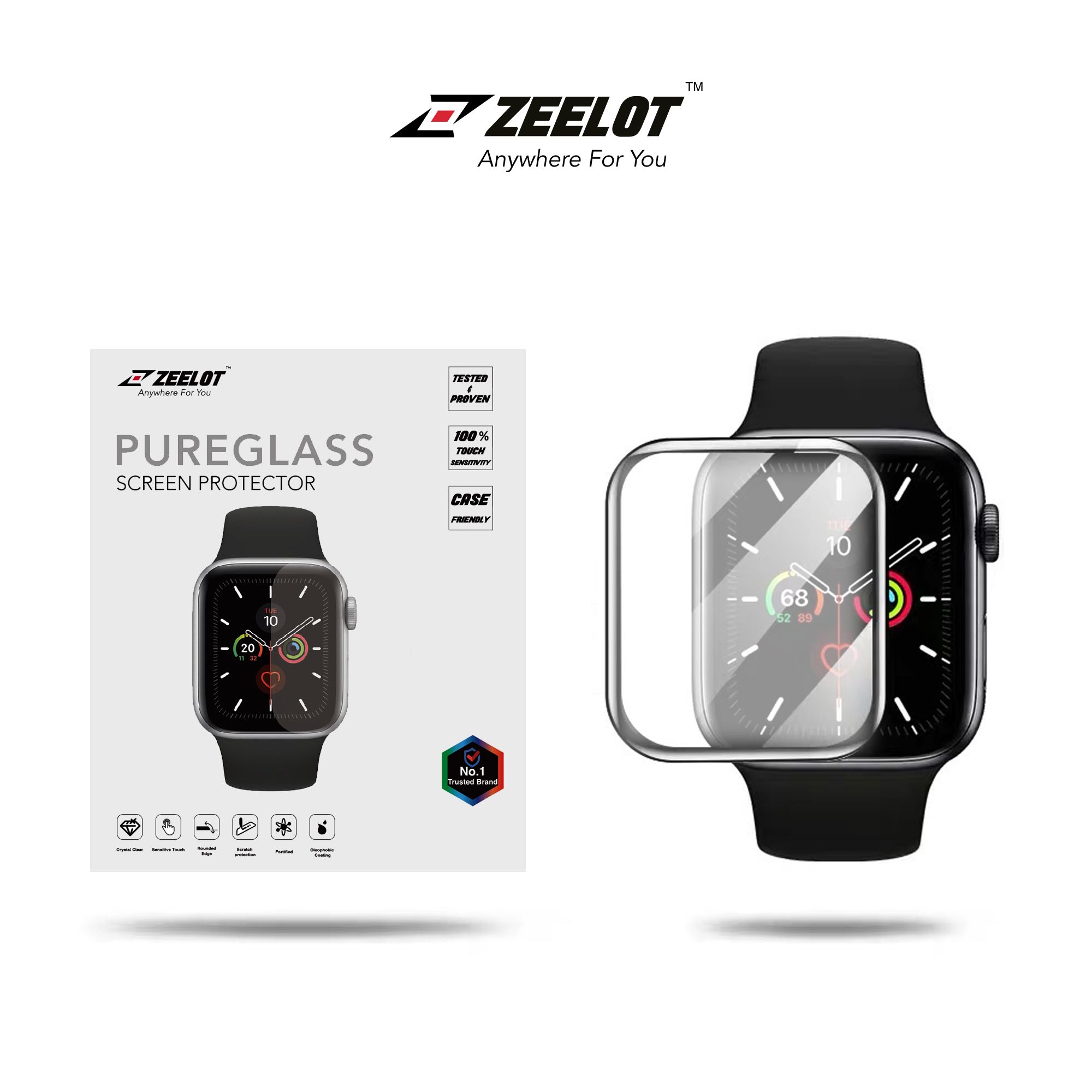 Kính Cường Lực Chống Vân Tay Bảo Vệ Màn Hình Zeelot cao cấp cho Apple Watch