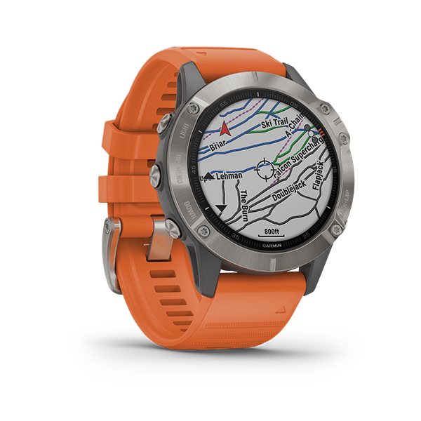 Garmin Fenix 6, Sapphire - Titanium with Ember Orange Band