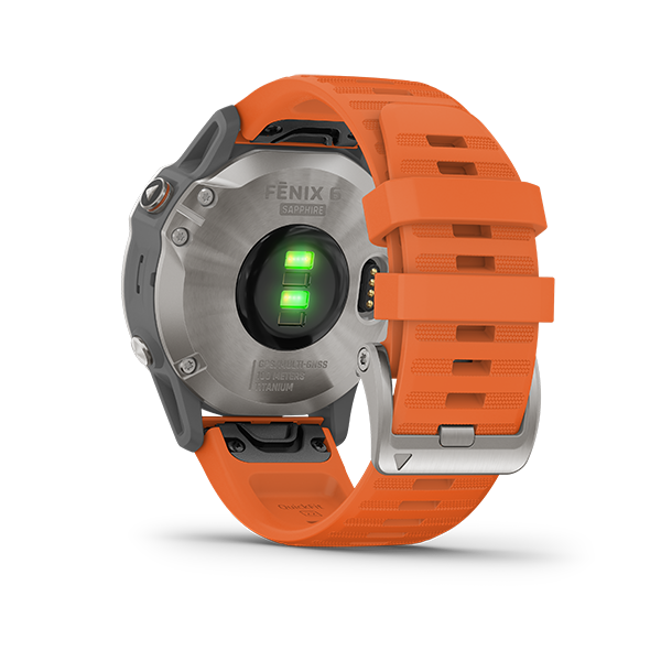Garmin Fenix 6, Sapphire - Titanium with Ember Orange Band