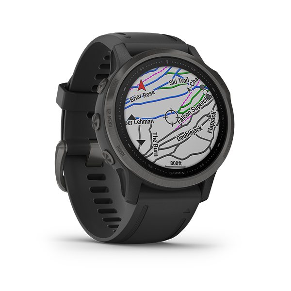 Garmin Fenix 6S, Sapphire - Carbon Gray DLC with Black Band