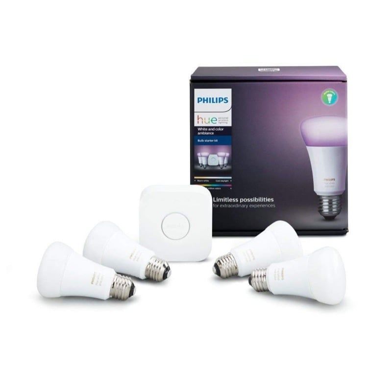 Philips Hue White and Color Ambiance Kit (4 x A19 Bulbs + 1 Hub)