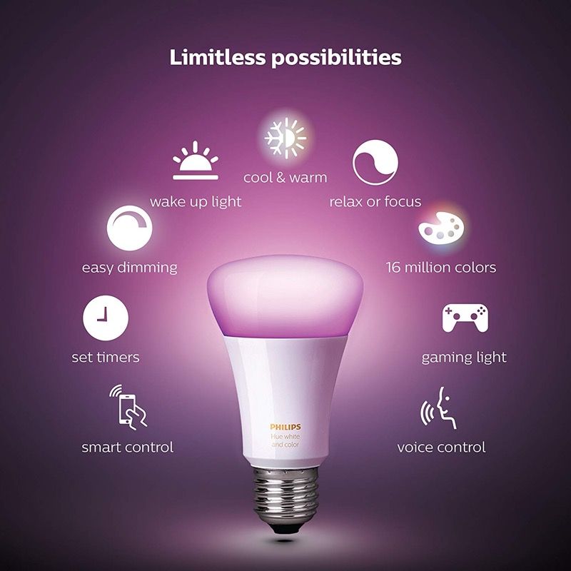 Philips Hue White and Color Ambiance Kit (4 x A19 Bulbs + 1 Hub)