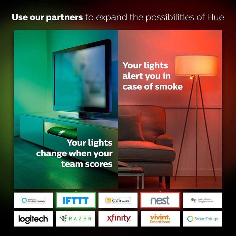 Philips Hue White and Color Ambiance Kit (4 x A19 Bulbs + 1 Hub)
