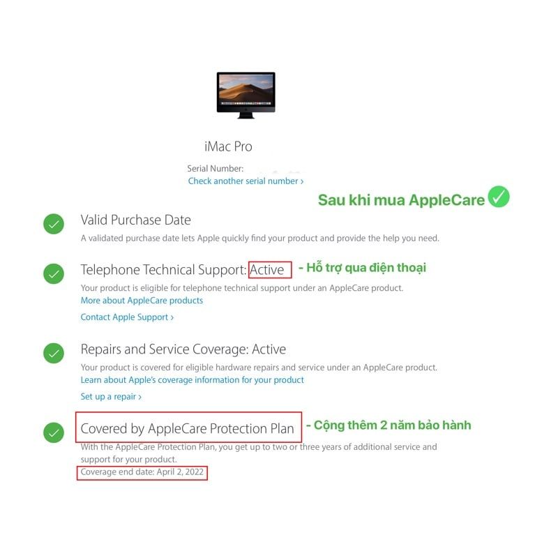 Gói bảo hành mở rộng AppleCare cho iMac