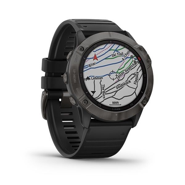 Garmin Fenix 6X, Sapphire - Carbon Gray DLC with Black Band