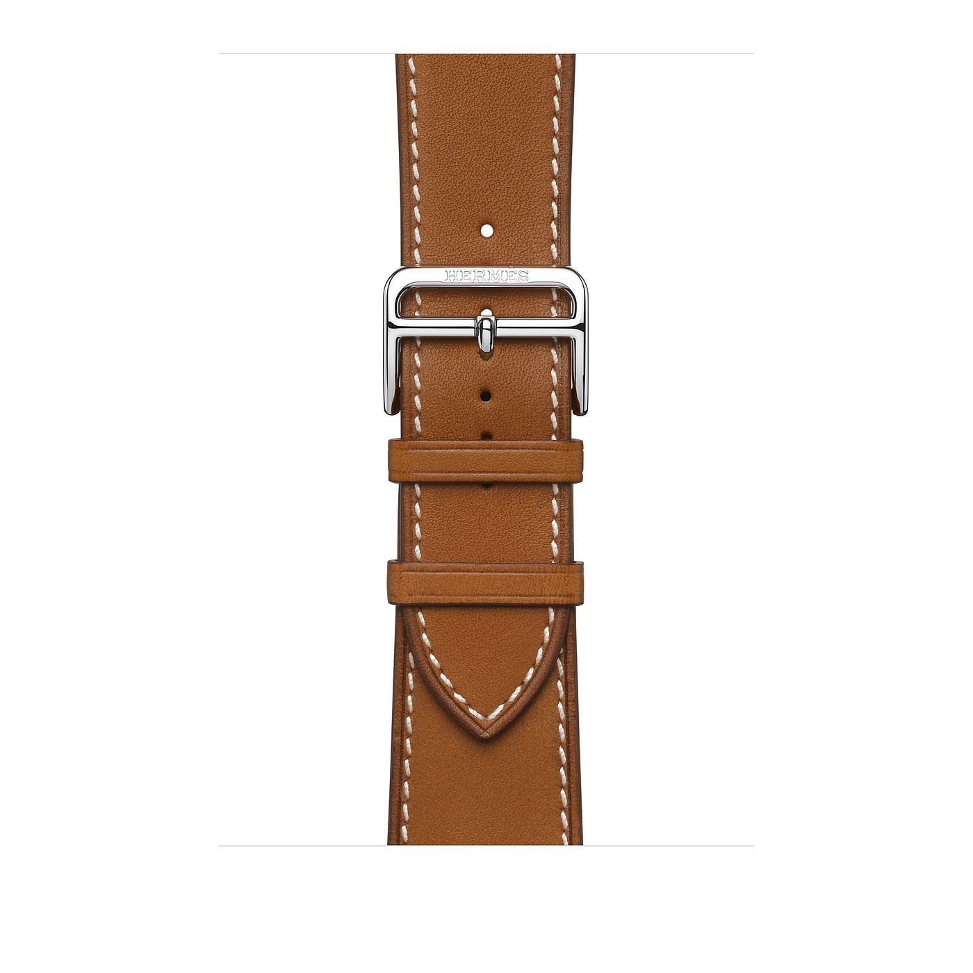 Apple Watch 44mm Hermès Silver Stainless Steel Case, Fauve Barénia Leather Attelage Single Tour