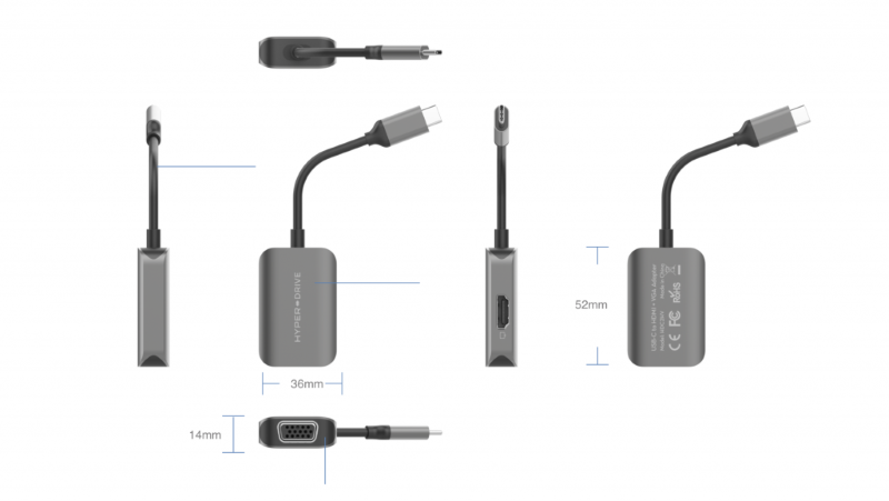 Cổng chuyển Hyperdrive HDMI/VGA 4k 2-in-1