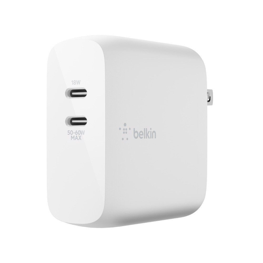 Adapter sạc nhanh Belkin 68W, USB-C PD GaN, 1 x C PD 50W, 1 x PD 18W