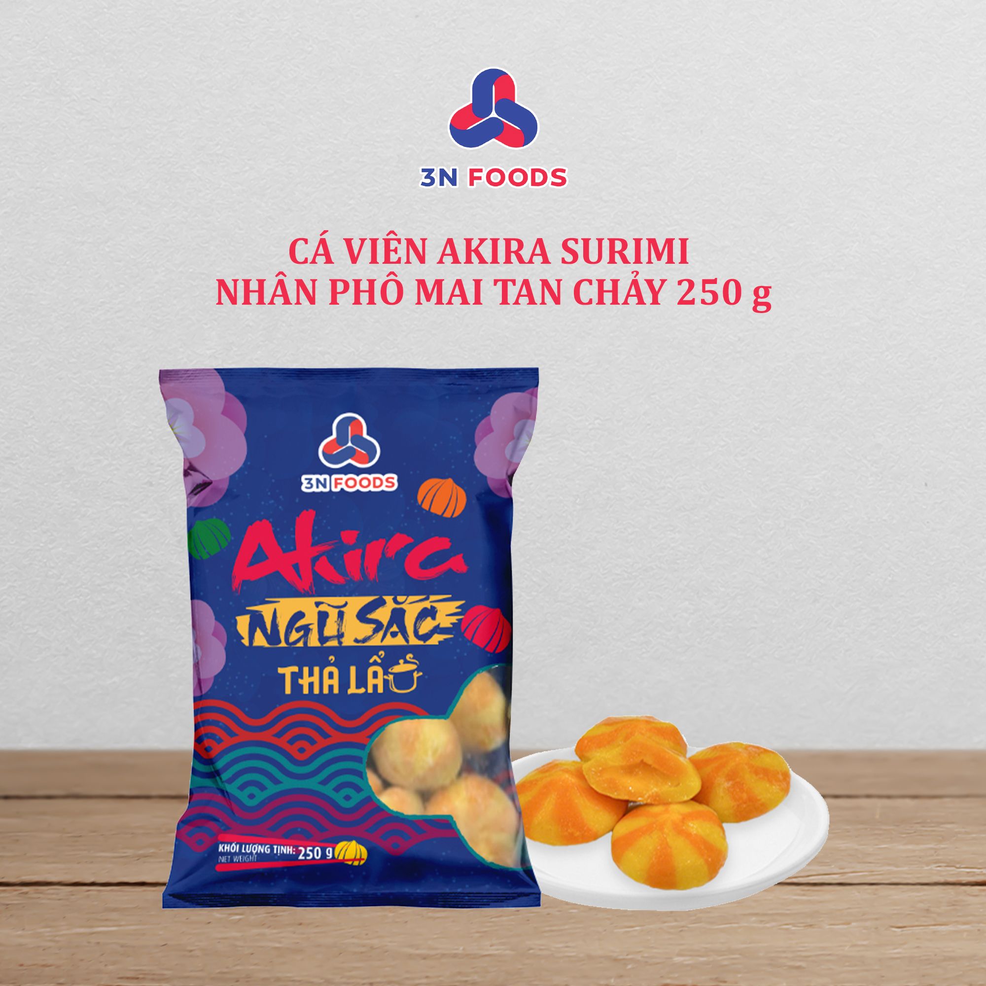 Cá viên Akira surimi nhân phô mai tan chảy