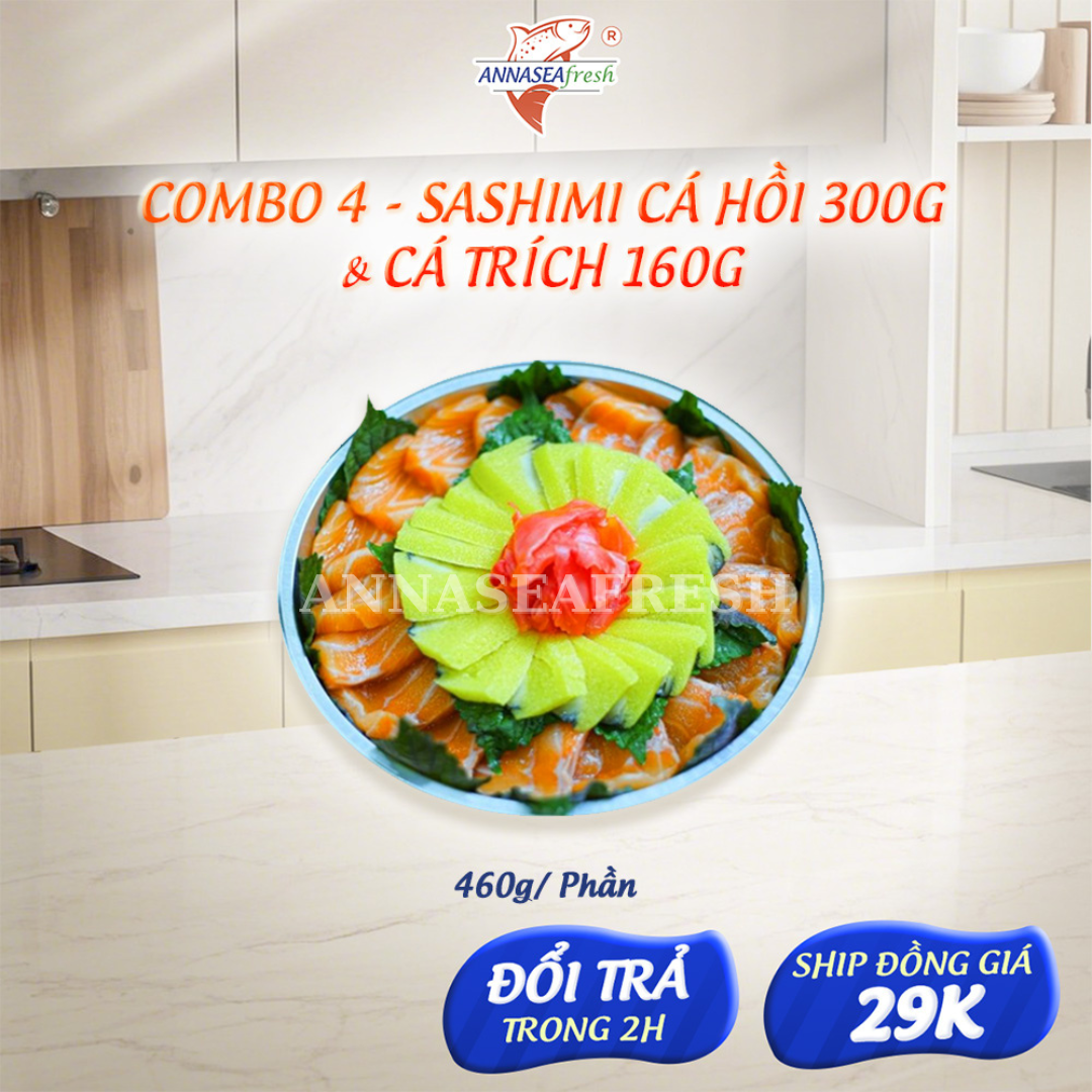 Combo 4_ Cá hồi 300gr & cá trích 160gr (Phần)