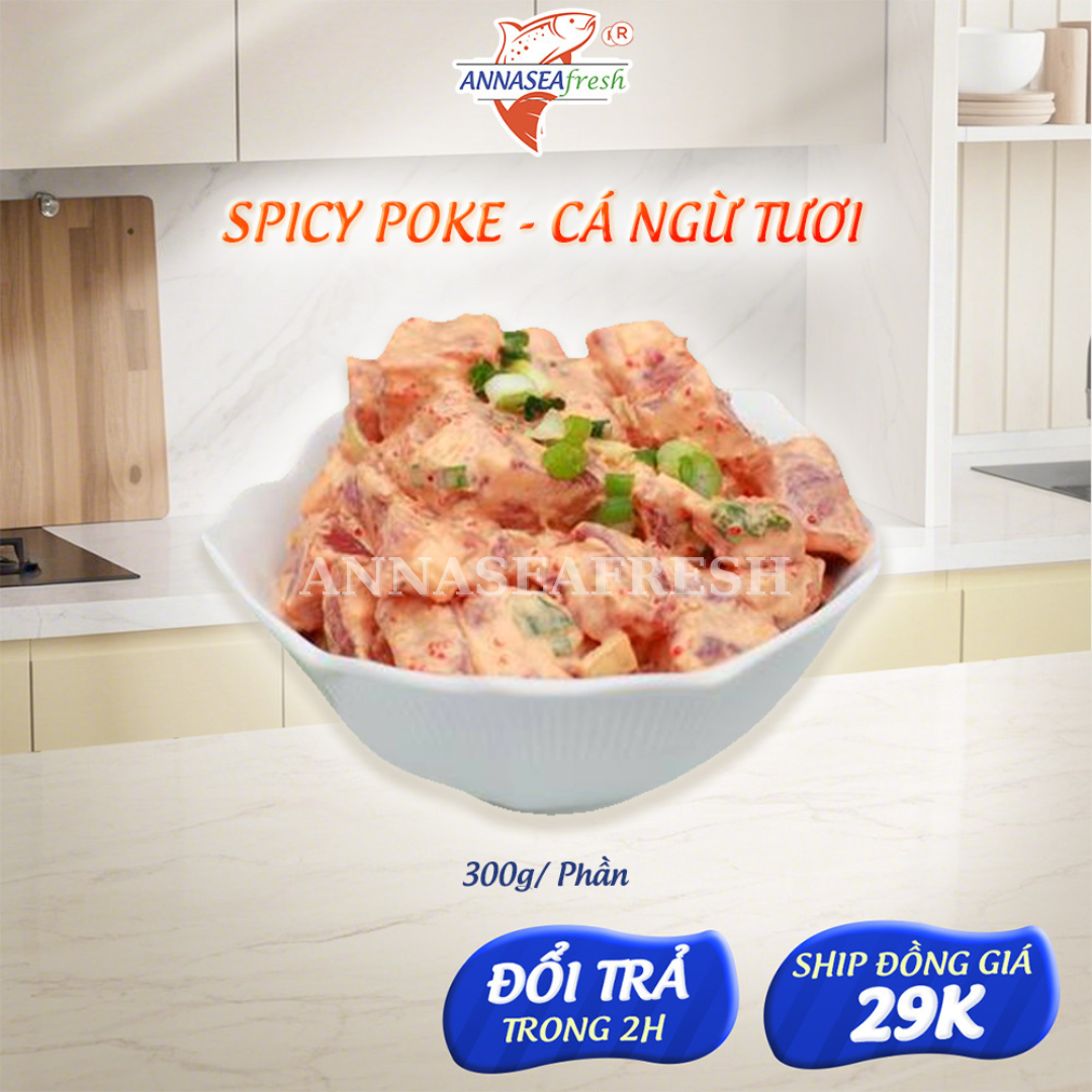 Spicy Tuna Poke – 300gr – Cá ngừ tươi vị cay đậm đà, trứng cá chuồn – Giao nhanh 2H | Annaseafresh