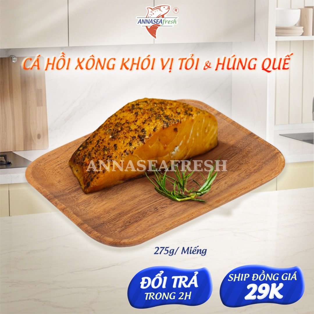 Cá hồi xông khói vị húng quế ngọt và tỏi