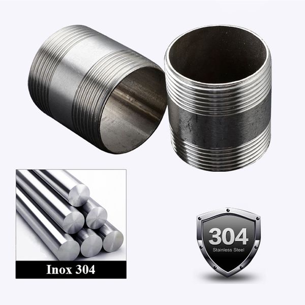 Măng Sông Ren Ngoài 2 Đầu Inox 304 Không Gỉ DN6-DN80