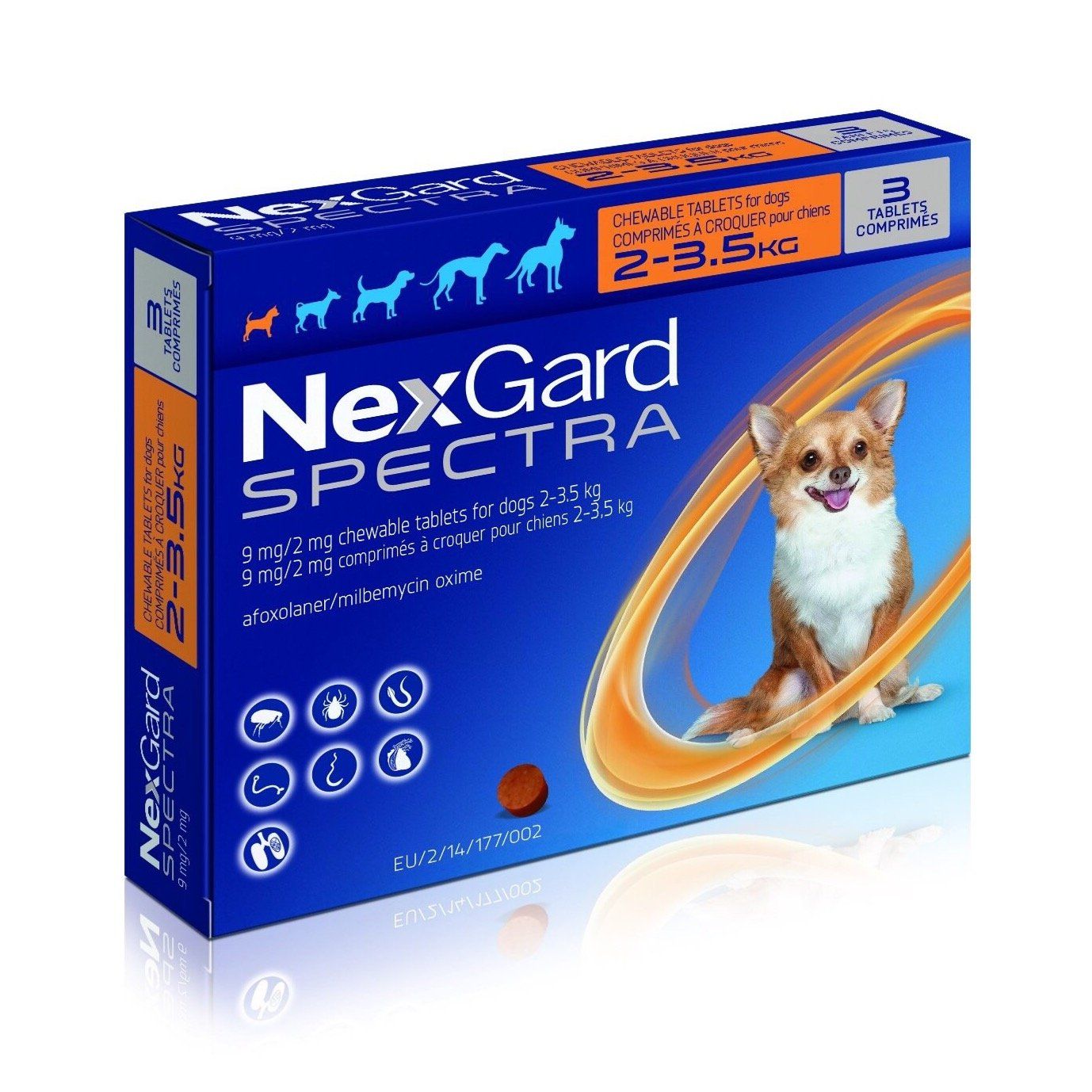 Viên nhai trị nội ngoại ký sinh trùng chó từ 2 - 3.5kg Nexgard Spectra