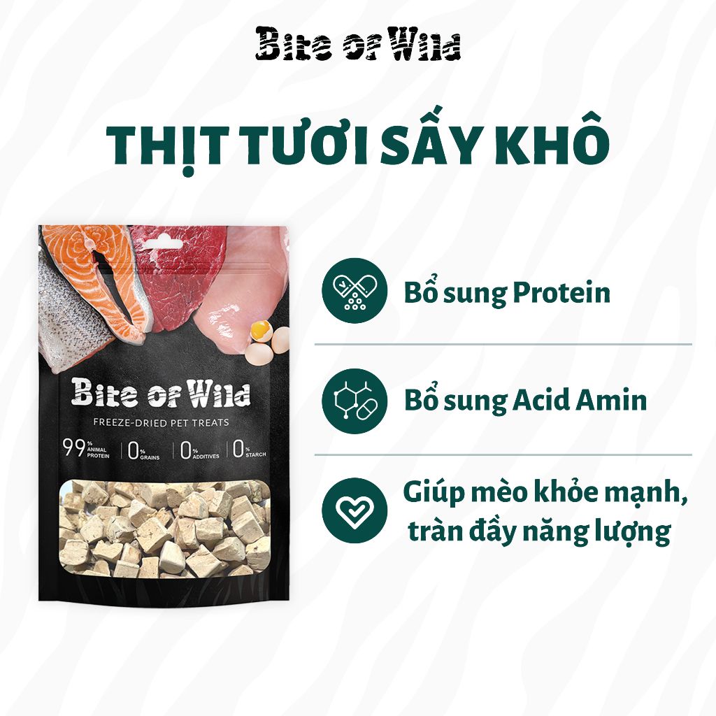 Thịt sấy khô Bite Of Wild dành cho mèo mọi lứa tuổi