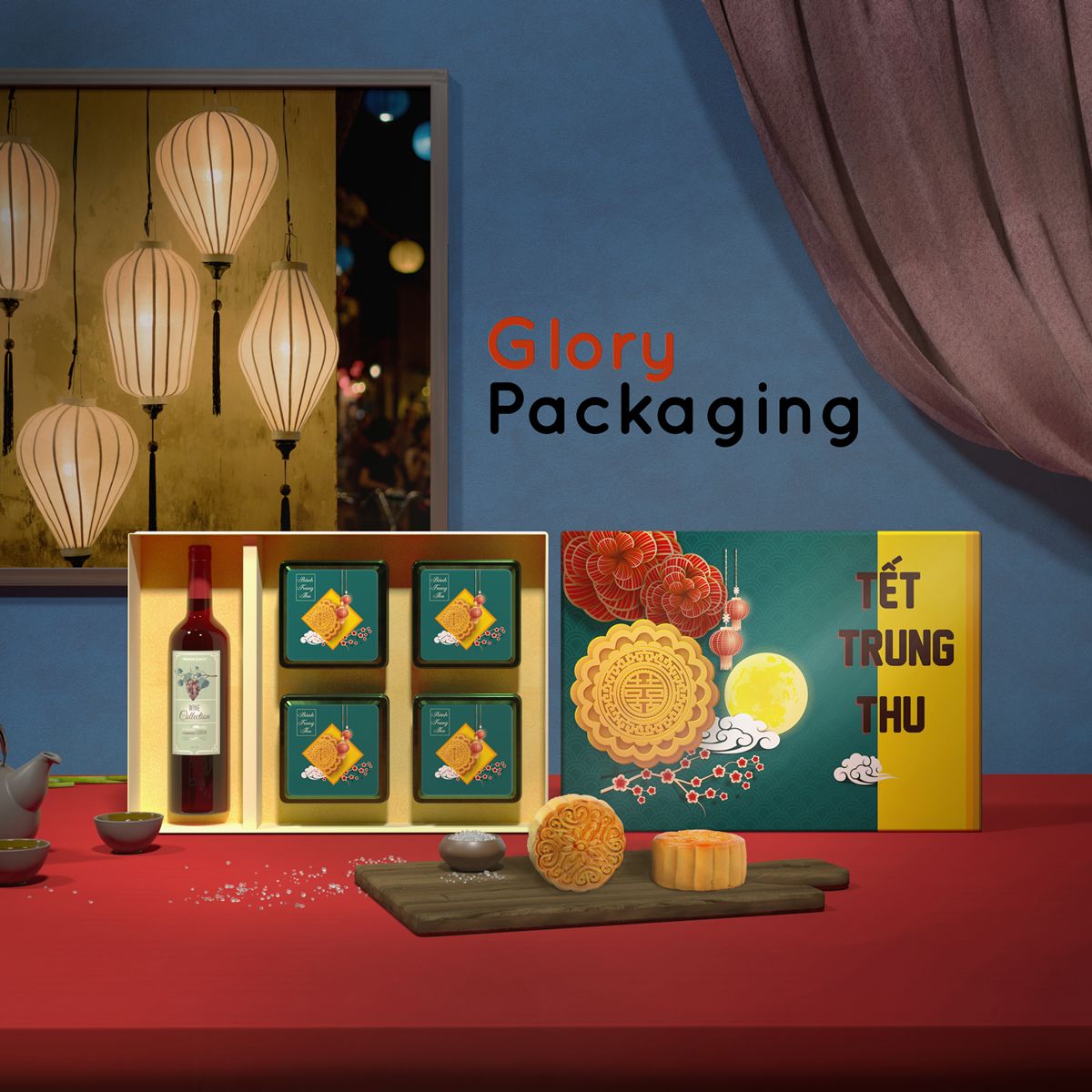 Hộp quà tặng bánh trung thu 2021 - Trăng tròn Trung Thu xanh