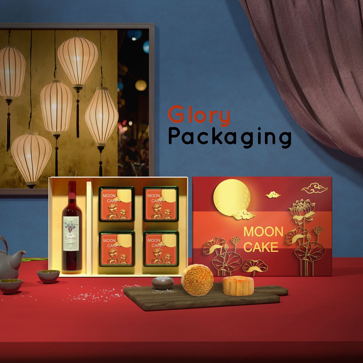 Hộp quà tặng bánh trung thu 2021 - Cánh sen ngày rằm