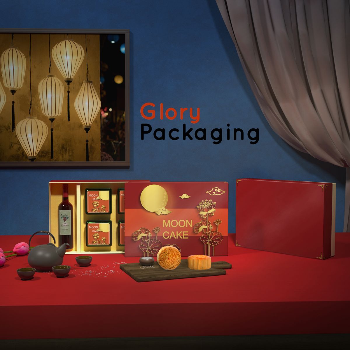 Hộp quà tặng bánh trung thu 2021 - Cánh sen ngày rằm