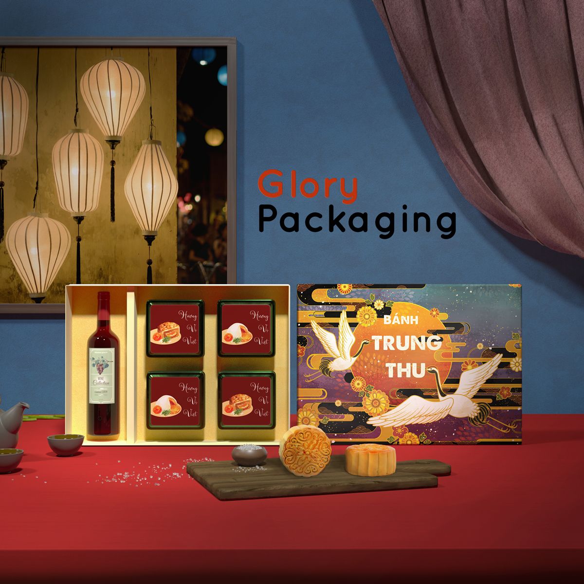 Hộp quà tặng bánh trung thu 2021 - Hạc trắng