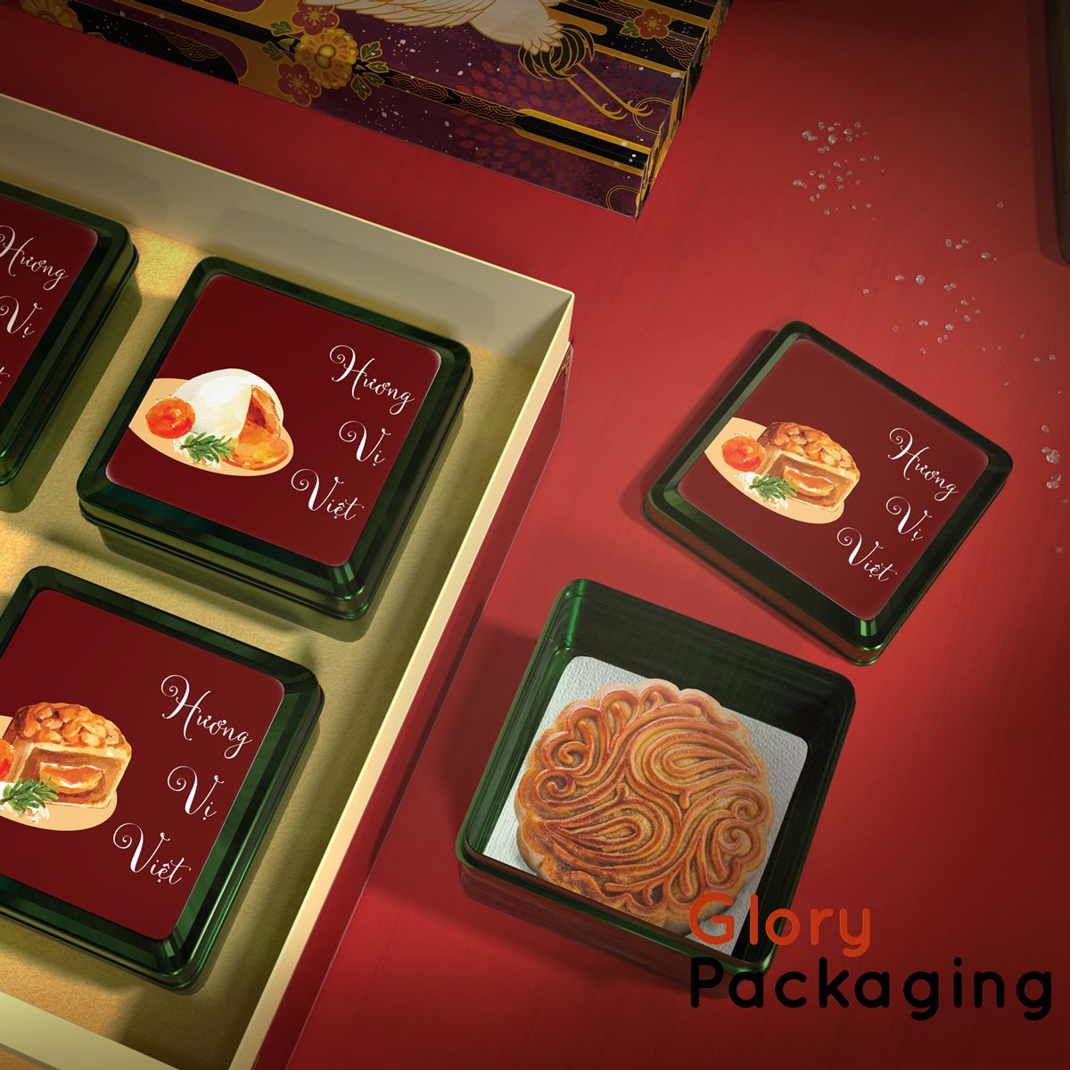 Hộp quà tặng bánh trung thu 2021 - Hạc trắng