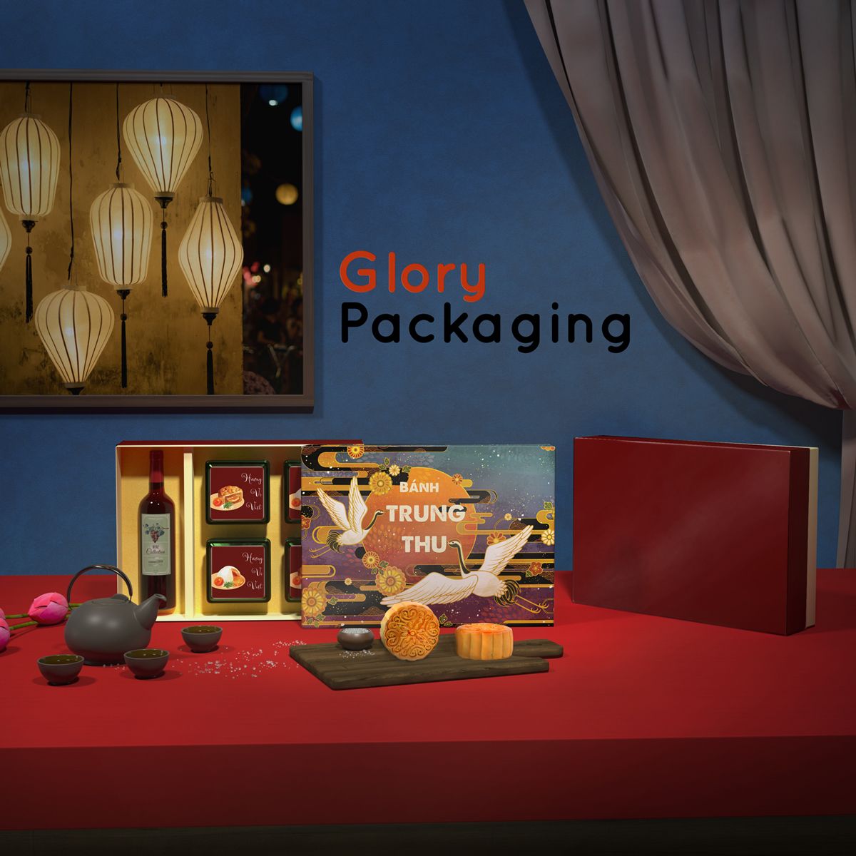 Hộp quà tặng bánh trung thu 2021 - Hạc trắng