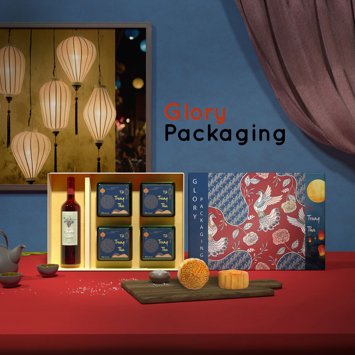 Hộp quà tặng bánh trung thu 2021 - Khổng tước