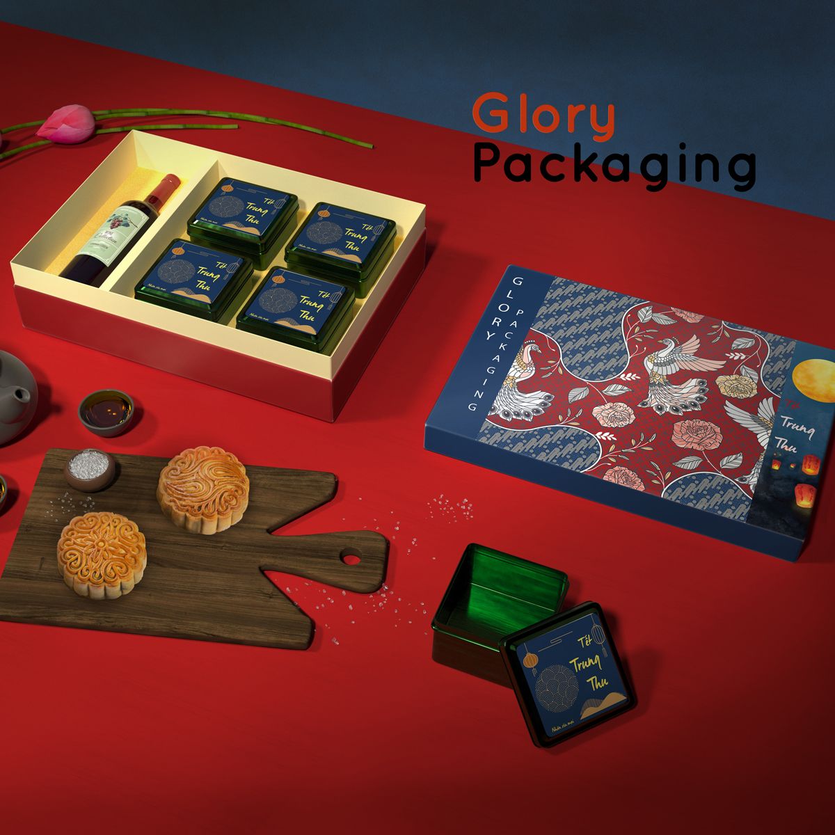 Hộp quà tặng bánh trung thu 2021 - Khổng tước