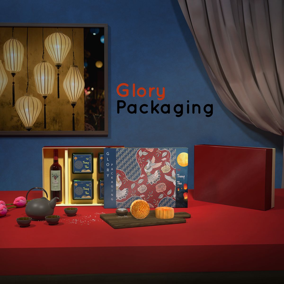 Hộp quà tặng bánh trung thu 2021 - Khổng tước